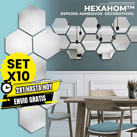 HEXAHOM™ Espejos Adhesivos  Decorativos SetX10 - PROMO 2X1 ¡Llevate 2 Set Paga 1!