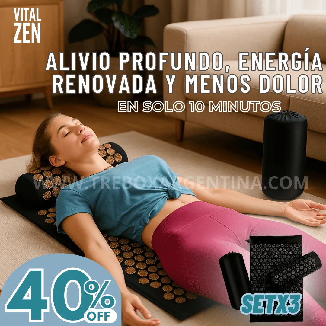 40% OFF🚨 | Set x3 Alfombra y Almohadilla masajeadora de acupresión: Tu ritual diario para liberar tensión y estrés sin salir de casa