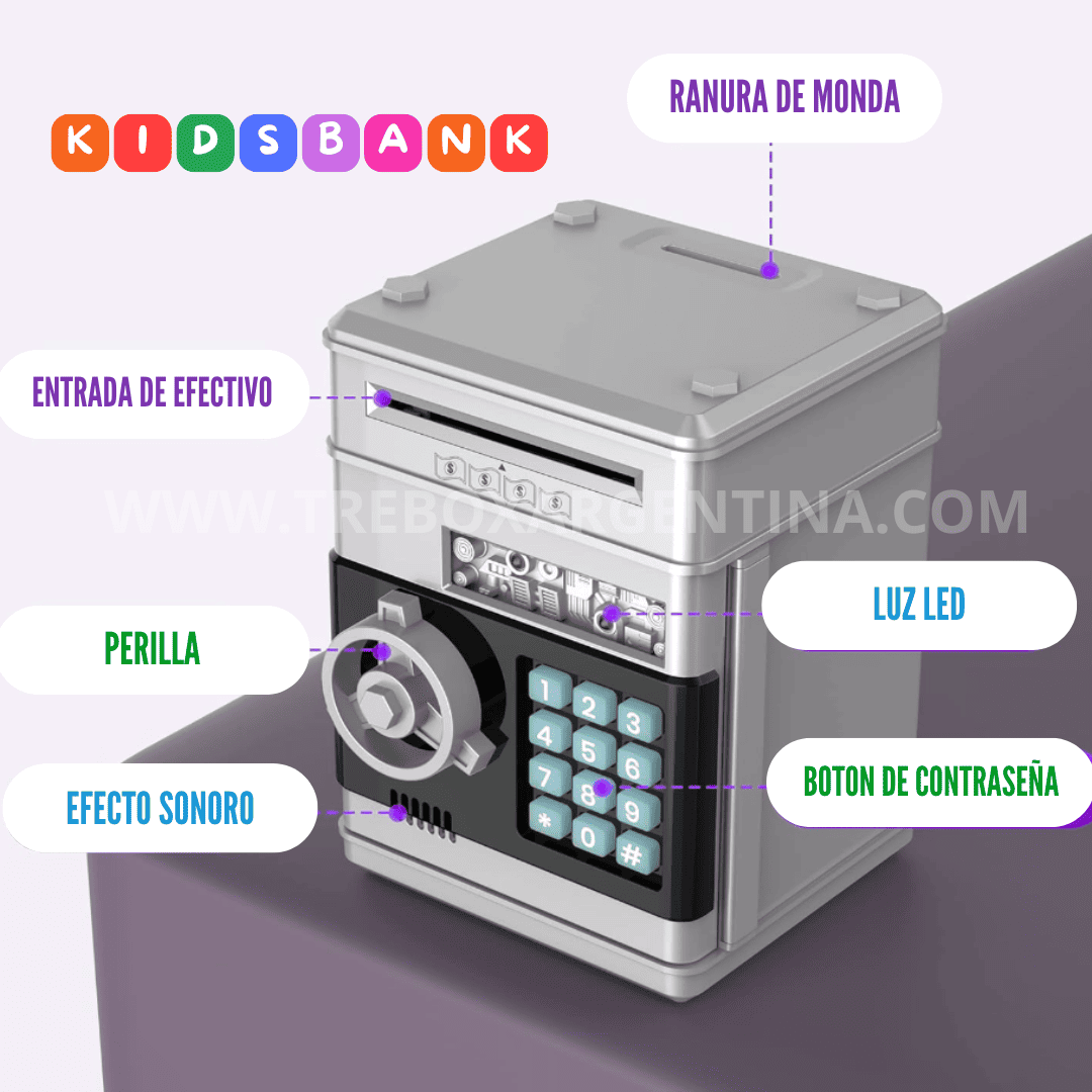 50% OFF🎁 KidsBank | Caja Fuerte Electrónica para niños: La forma más divertida de aprender a ahorrar.