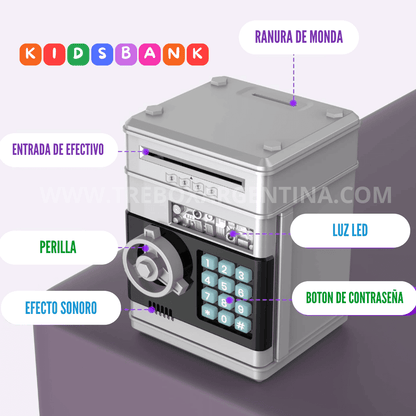 50% OFF🎁 KidsBank | Caja Fuerte Electrónica para niños: La forma más divertida de aprender a ahorrar.