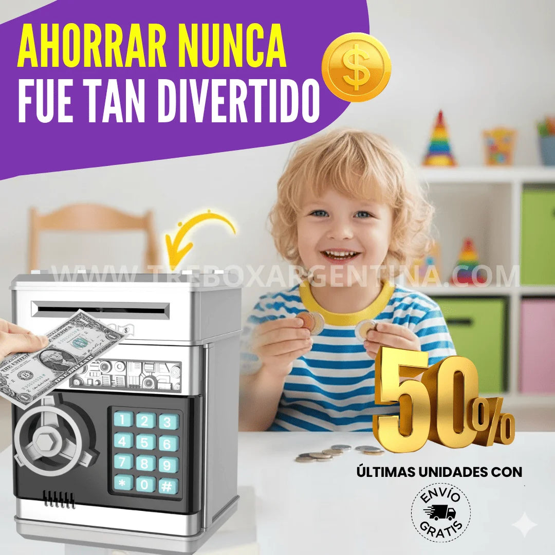 50% OFF🎁 KidsBank | Caja Fuerte Electrónica para niños: La forma más divertida de aprender a ahorrar.
