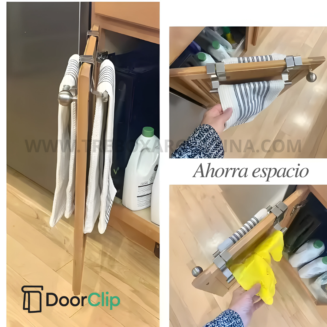 COMBO 2X1 🎁 | DoorClip Colgador de trapos para Cocina: Más orden en tu cocina sin agujerear tus muebles