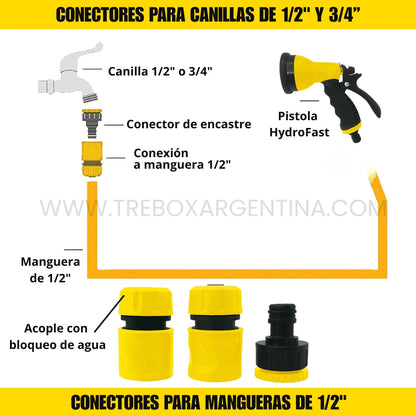Combo HydroFast | Set de Acoples Rápidos para tu manguera + Pistola 9 Modos de Regalo - ¡HOY con 40% OFF + Envío GRATIS!