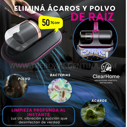50% BLACKWEEK 🎁 | ClearHome Aspiradora Portátil Antiácaros : Tu hogar libre de ácaros, polvo y alergias.