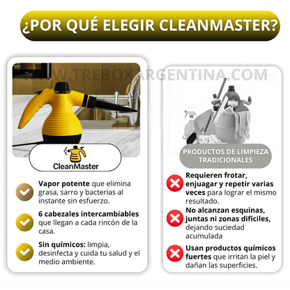 50% OFF🎁 | CleanMaster Limpiadora a vapor Multiuso: Elimina grasa y desinfecta en segundos
