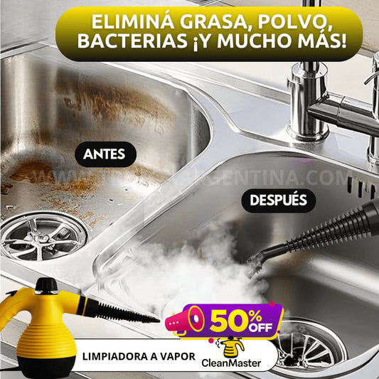 50% OFF🎁 | CleanMaster Limpiadora a vapor Multiuso: Elimina grasa y desinfecta en segundos