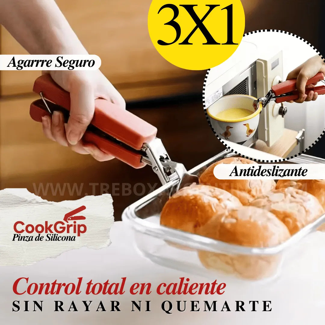 PROMO 3X1 🎁 Pinza antideslizante de silicona CookGrip🧑🏻‍🍳: Agarrá cualquier cosa caliente sin problemas!