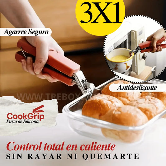 PROMO 3X1 🎁 Pinza antideslizante de silicona CookGrip🧑🏻‍🍳: Agarrá cualquier cosa caliente sin problemas!